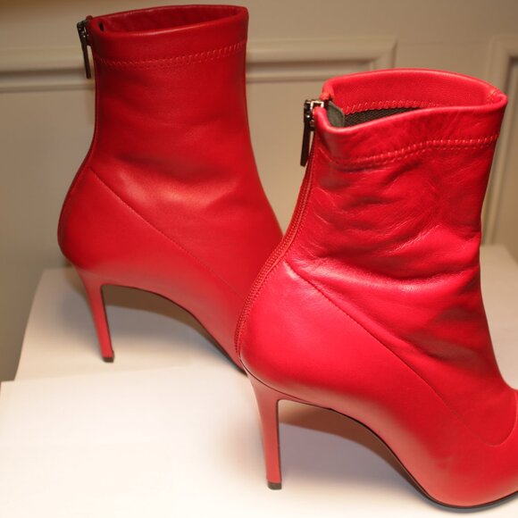 Barney's New York RED 3.5 inch leather Boots size 38.5 - Picture 2 of 6